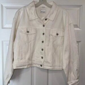 NWT Judy Blue Size Large Brighter Days Boyfriend Fit White Denim Jacket Cropped